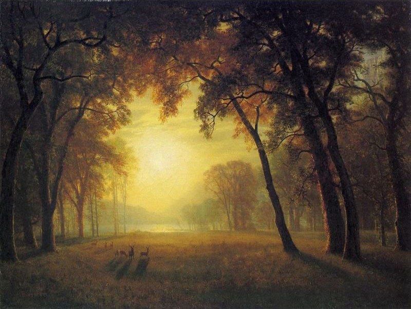 Albert Bierstadt Deer in a Clearing